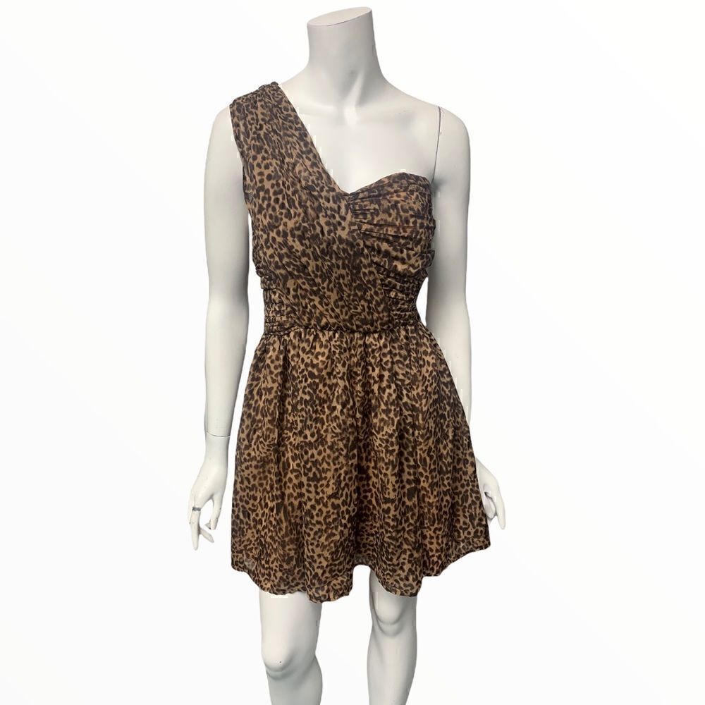 G by Guess Animal Print One Shoulder Mini Dress